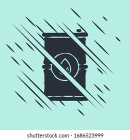 Black Barrel oil icon isolated on green background. Glitch style. Vector Illustration