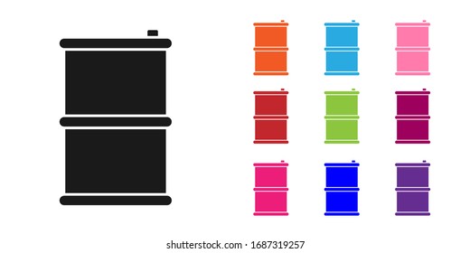 Black Barrel oil icon isolated on white background. Set icons colorful. Vector Illustration