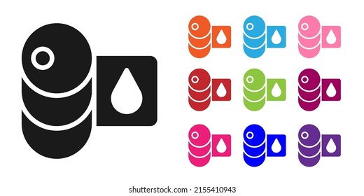 Black Barrel oil icon isolated on white background. Set icons colorful. Vector