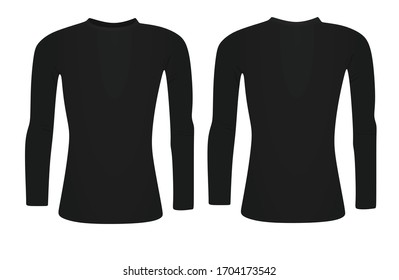 Black Base Layer Long Sleeve T Shirt. Vector