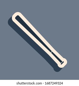 Black Baseball bat icon isolated on grey background. Long shadow style. Vector Illustration