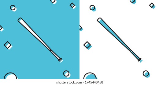 Black Baseball bat icon isolated on blue and white background. Random dynamic shapes. Vector Illustration