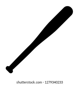 Black Baseball Bat Icon on the white background. Club