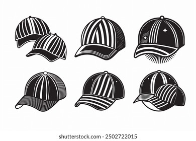 Black baseball cap in different views