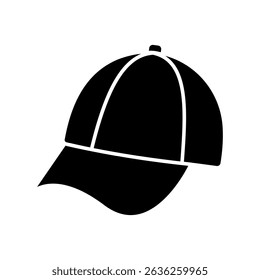 Black baseball cap icon. Stamp icon. Vector illustration.