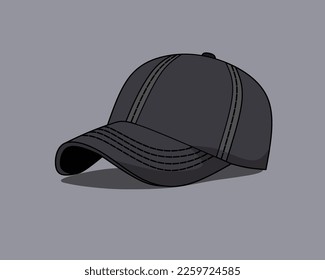 black baseball cap isolated on gray background