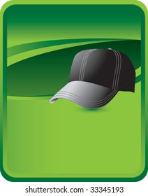 black baseball cap on green background
