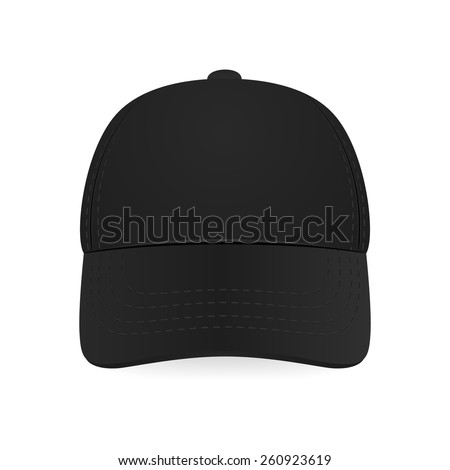 Black baseball cap on white background. Design template. Vector EPS10 illustration. 