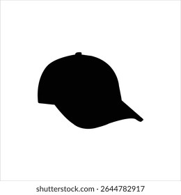 Black baseball cap silhouette isolated on white background