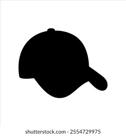 Black baseball cap silhouette vector illustration on white background