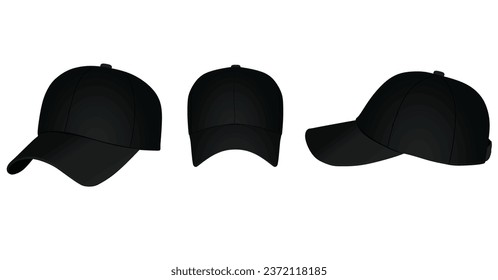 Gorra negra de béisbol. ilustración vectorial