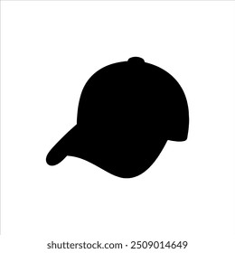 Black baseball cap vector silhouette illustration design on white background.