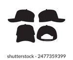 Black Baseball Caps Mock up Front and Back View Cap Mockup Set Baseball Cap Hat Template Trucker-hat Cap Mesh Cap Template Illustration Hat Fashion Illustration