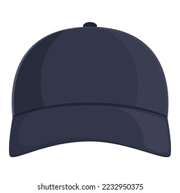 Black baseball hat icon cartoon vector. Cap template. Fashion wear