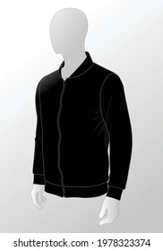 Black Baseball Jacket Template Vector On White Background