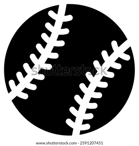 A Black Baseball vector graphic with transparent stitching lines, made in affinity designer.