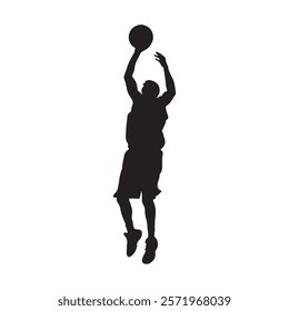 Black Basket ball with man silhouette vector illustration on white background.