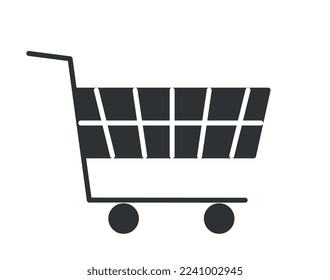 Black basket icon. Logistics, transportation and delivery. Interface for programs and applications. Electronic payments and transactions, shopping on internet. Cartoon flat vector illustration