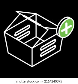 A black basket with a plus sign icon