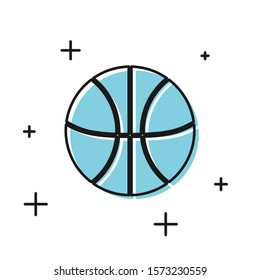 Black Basketball ball icon isolated on white background. Sport symbol.  Vector Illustration