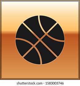 Black Basketball ball icon isolated on gold background. Sport symbol.  Vector Illustration