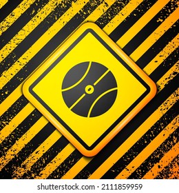 Black Basketball ball icon isolated on yellow background. Sport symbol. Warning sign. Vector