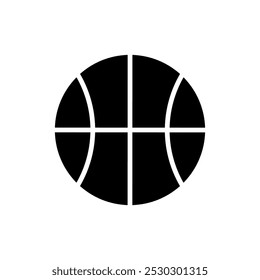 Black basketball ball icon on transparent background