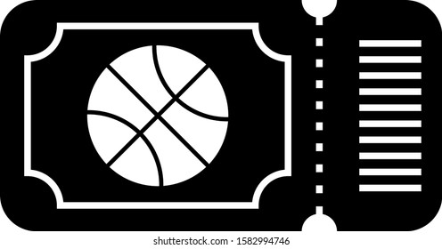 Black Basketball game ticket icon isolated on white background.  Vector Illustration