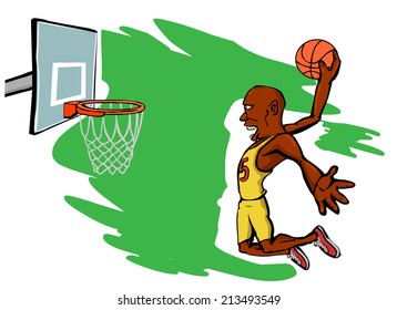 black basketball player in air