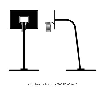 Black basketball ring silhouette sketch drawing