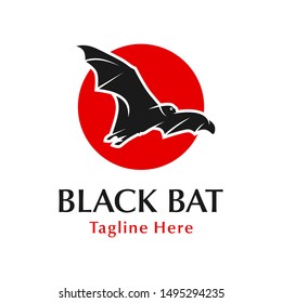 black bat and circle bird logo design