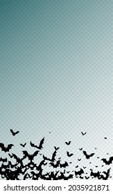 Black Bat Fly Vector Transparent Background. Bats Horrible Banner. Horror Wing Frame. Cartoon Poster.