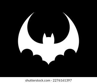 Black Bat Fly Wing Nocturnal Silhouette Simple Luxury Modern Mascot Character Vector Logo Design