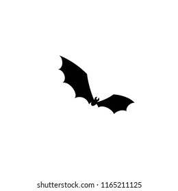 black bat flying silhouette. Flat icon isolated on white background. Halloween vector illustration. Scary, spooky, night,mystery,  fairytale symbol.