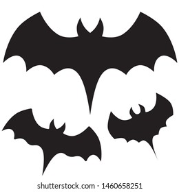 Black bat. Horror animal. Helloween icon. Element for logo, game, print, poster or other design project. Vector illustration.