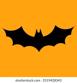 Icono de murciélago negro sobre fondo naranja, Ilustración vectorial.