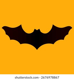 Schwarzes Fledermaussymbol auf orangefarbenem Hintergrund, Vektorgrafik.