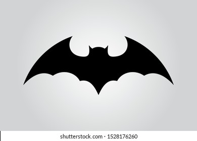 Black Bat Icon Silhouette isolated on Gray Background. Flat Vector Illustration Design Template Element.