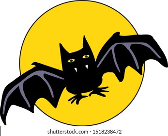 Murciélago negro, ilustración, vector sobre fondo blanco.