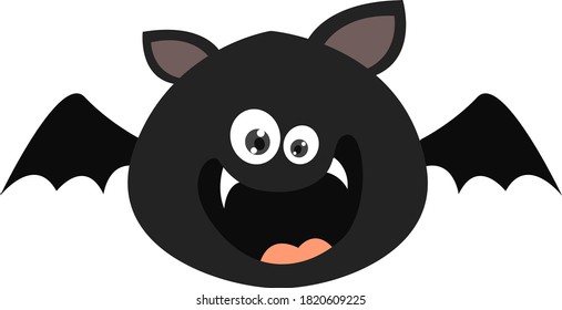 Murciélago negro, ilustración, vector sobre fondo blanco