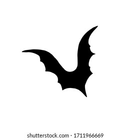 Black bat isolated on white background. Vector Illustration. Halloween bat.	