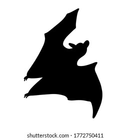 Schwarzer Ball einzeln auf weißem Hintergrund. Silhouette einer Fledermaus. Design-Element für Halloween. Vektorgrafik 