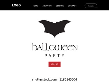 black bat, minimalist vector illustrative landing page, halloween theme 