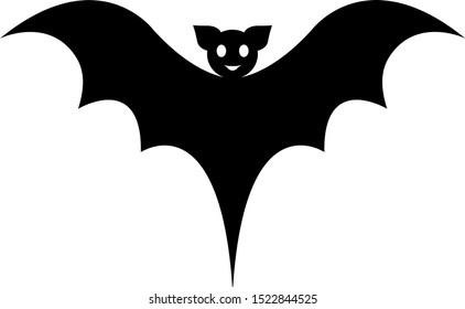 Black bat on white background. Vector illustration.