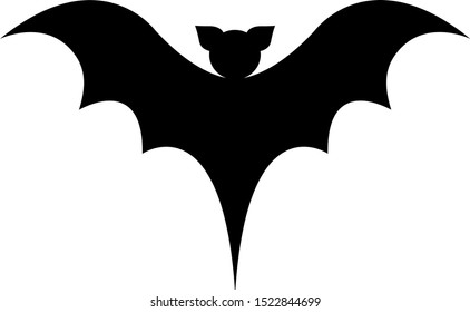 Black bat on white background. Vector illustration.