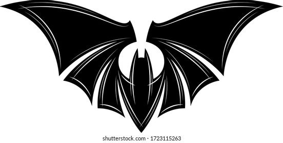 Black bat on a white background