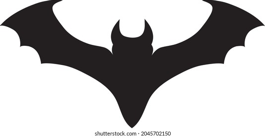Black bat, on a white background, full face, vector.