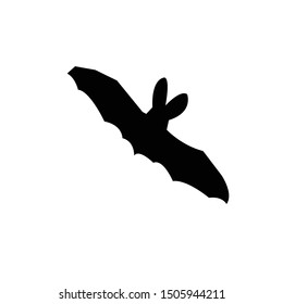 Black bat outline icon vector. 