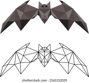 murciélago negro con alas triangulares estiradas