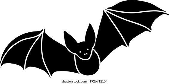 A Black Bat With Outstretched Wings On A White Background. Vector Illustration.